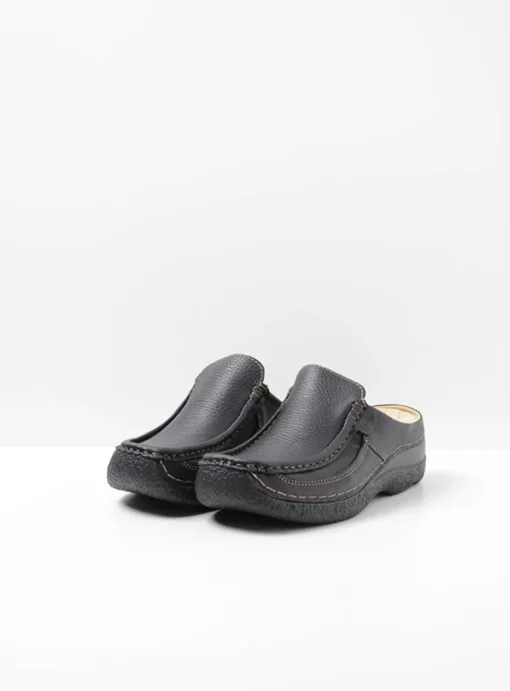 Roll Slide - zwart leer